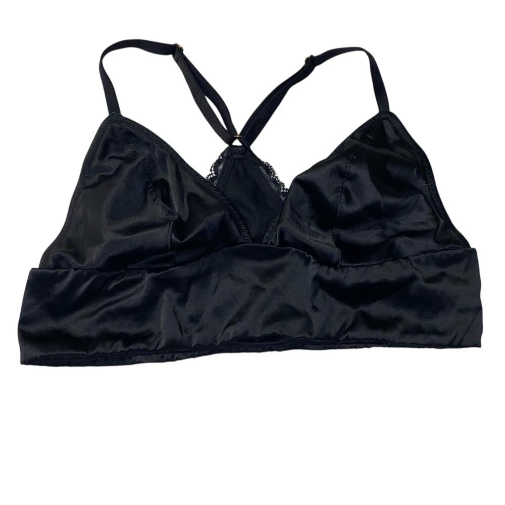 Victoria's Secret Black bralette side hook closure satin large comfort lounge